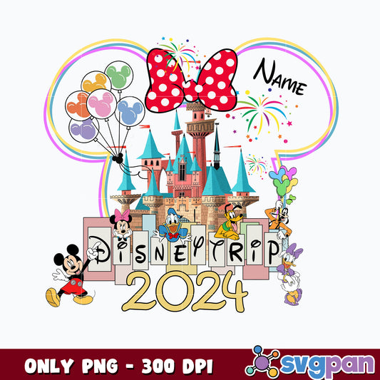 Name Minnie mouse friends disney trip 2024 png