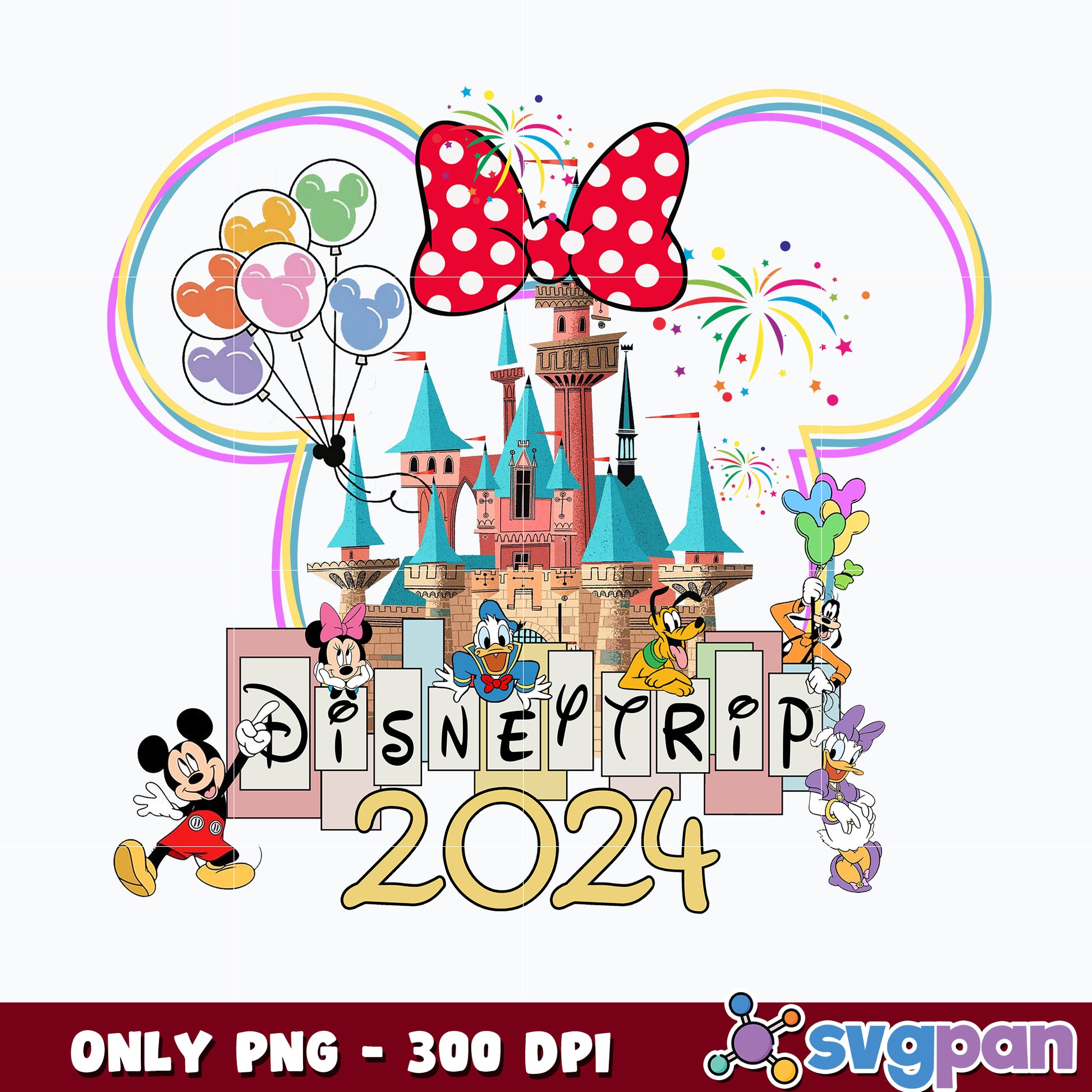 Minnie mouse friends disney trip 2024 png