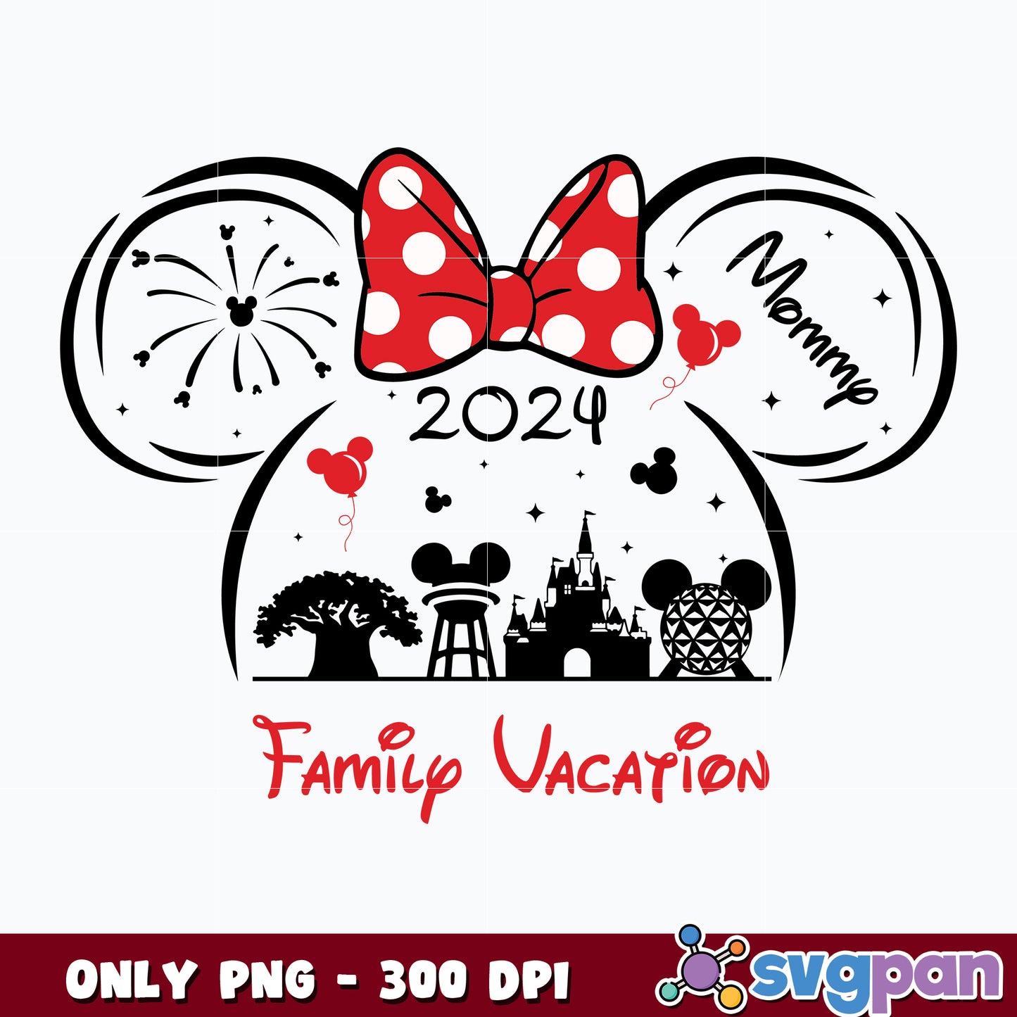 Mommy Minnie Head Family Vacation 2024 png 