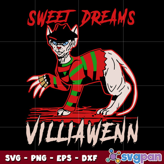 freddy krueger cat sweet dreams villianwenn halloween svg