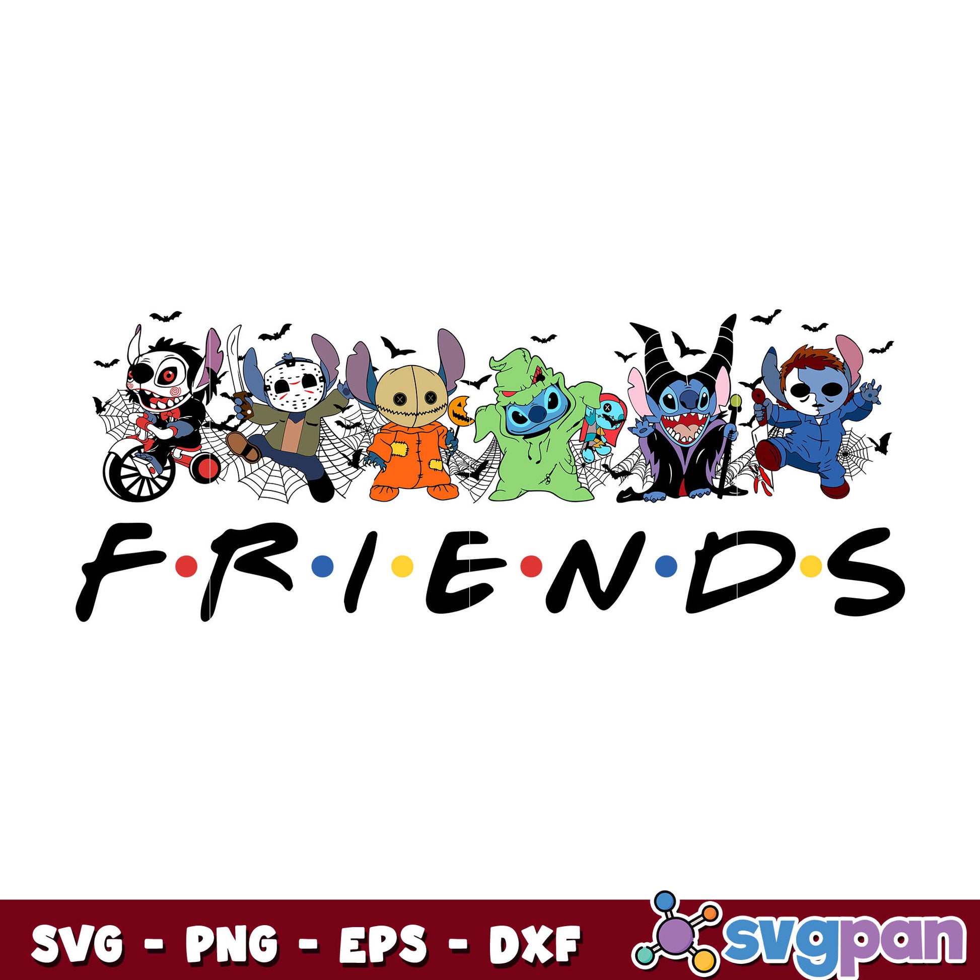 Stitch Friends Horror Movie Characters Halloween svg  