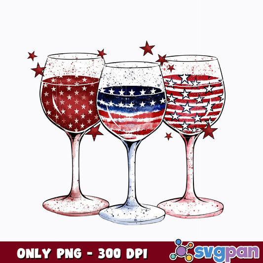 Wine Glasses 4th of July Watercolor png   