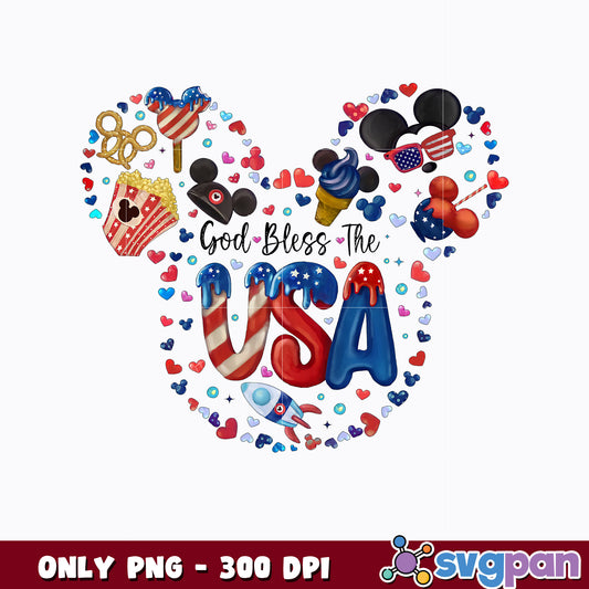 Mickey American Mouse ears png, 4th of July png