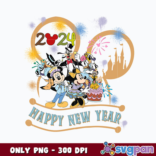 Mickey Head Happy new year 2024 png  