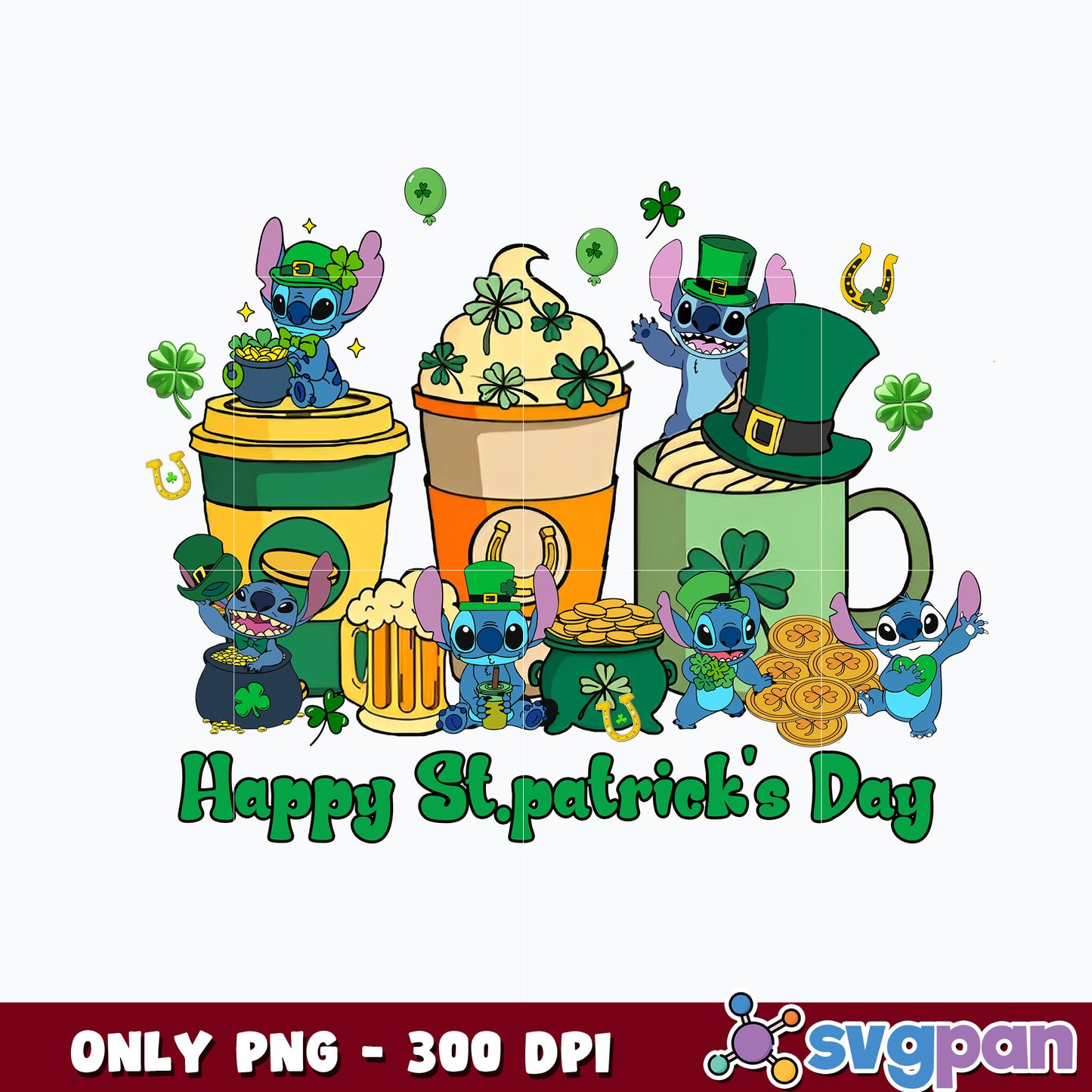 Stitch Cartoon Happy St. Patrick's Day Png