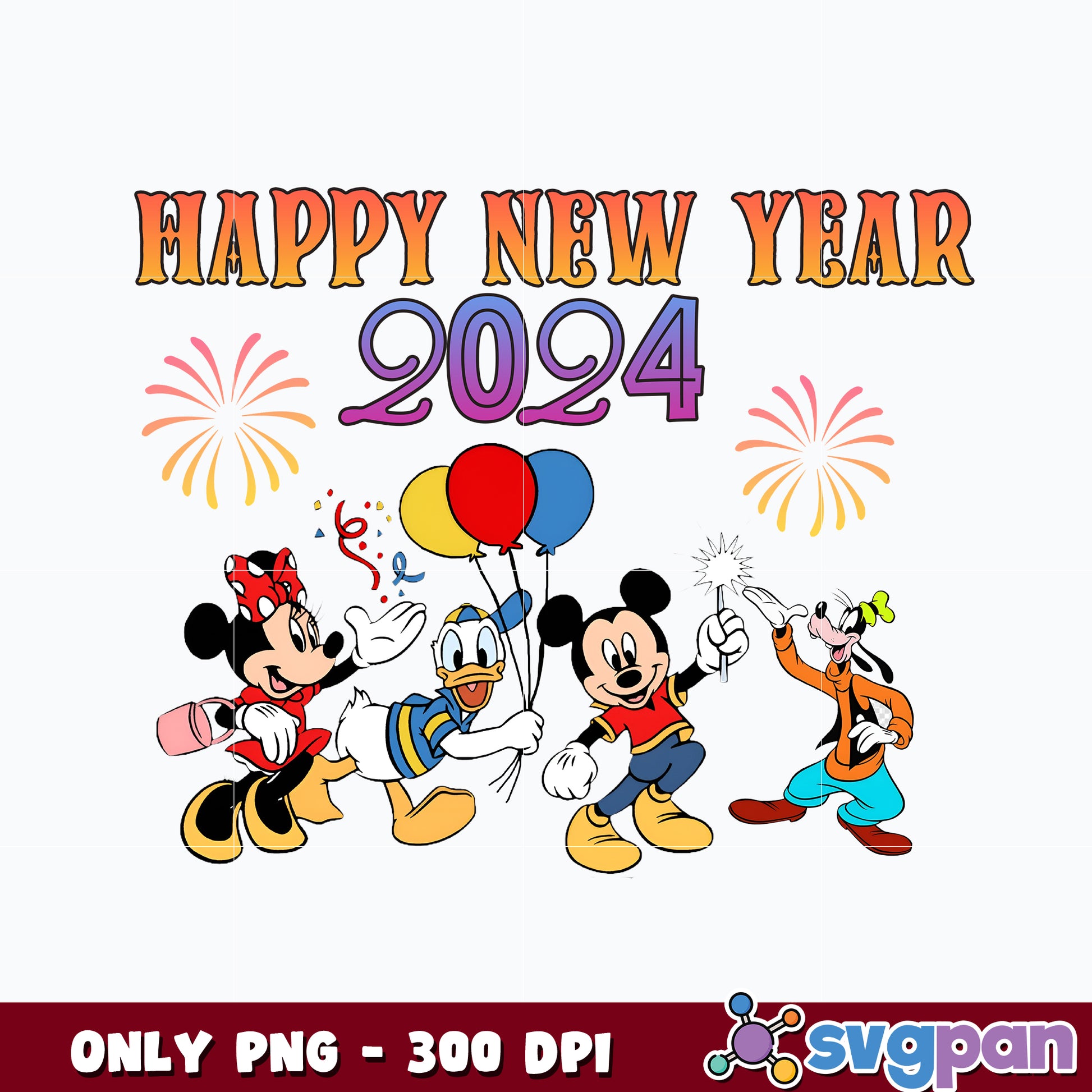 Mouse And Friends Happy new year 2024 png