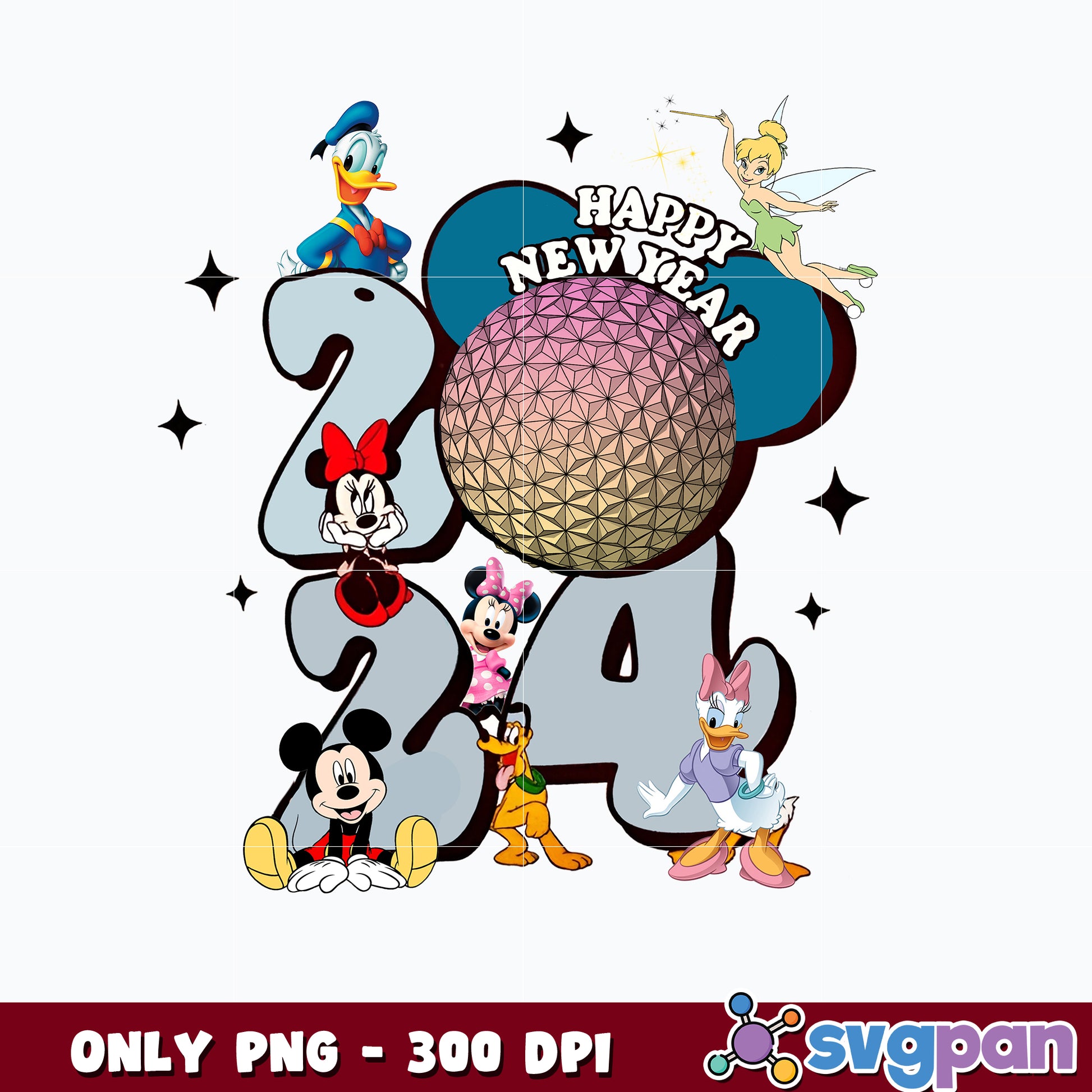  Disney Happy New Year 2024 png