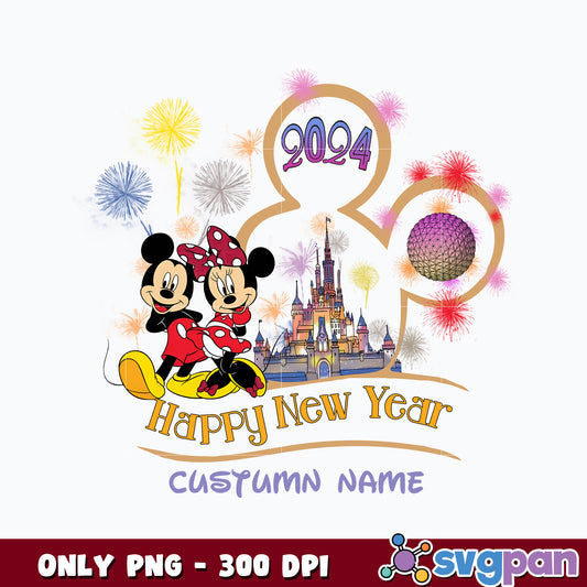  Mickey Head Happy New Year Custum Name 2024 Png 