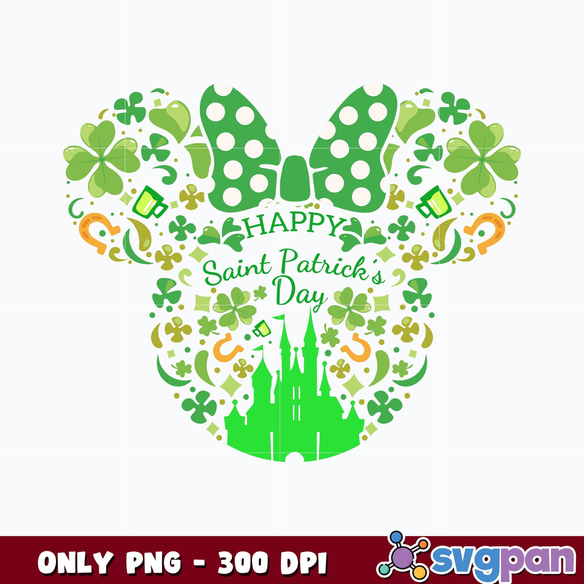 Happy Saint Patrick's Day Minnie Head png 