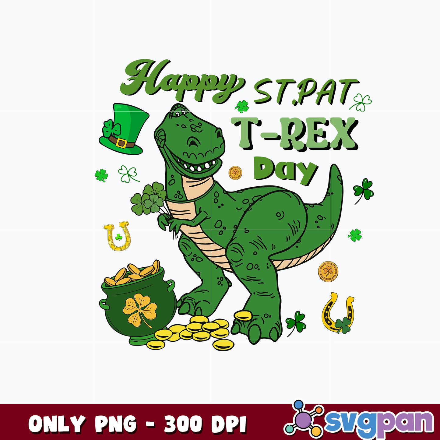 Happy St.Pat t-rex day Png