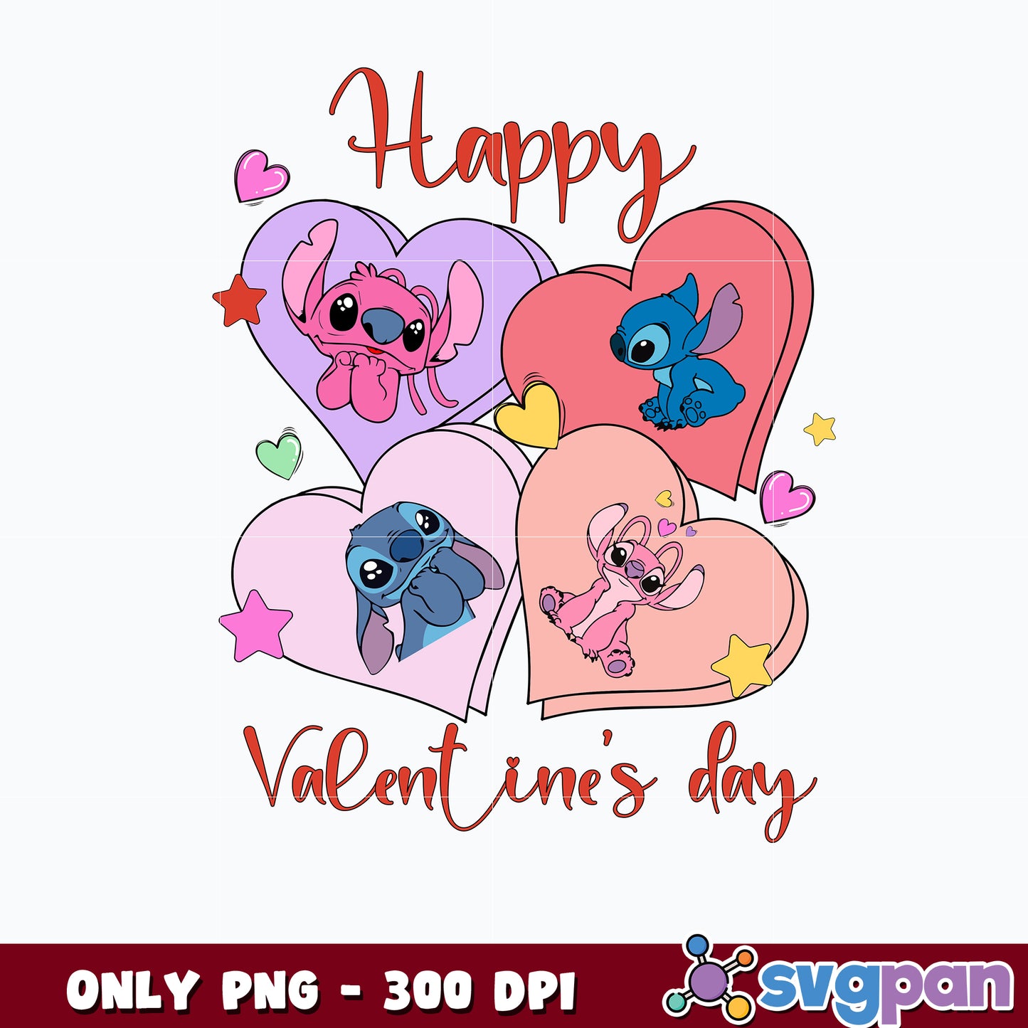 Stitch Angel Love png, Happy Valentine's Day png 