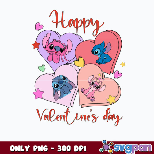 Stitch Angel Love png, Happy Valentine's Day png 