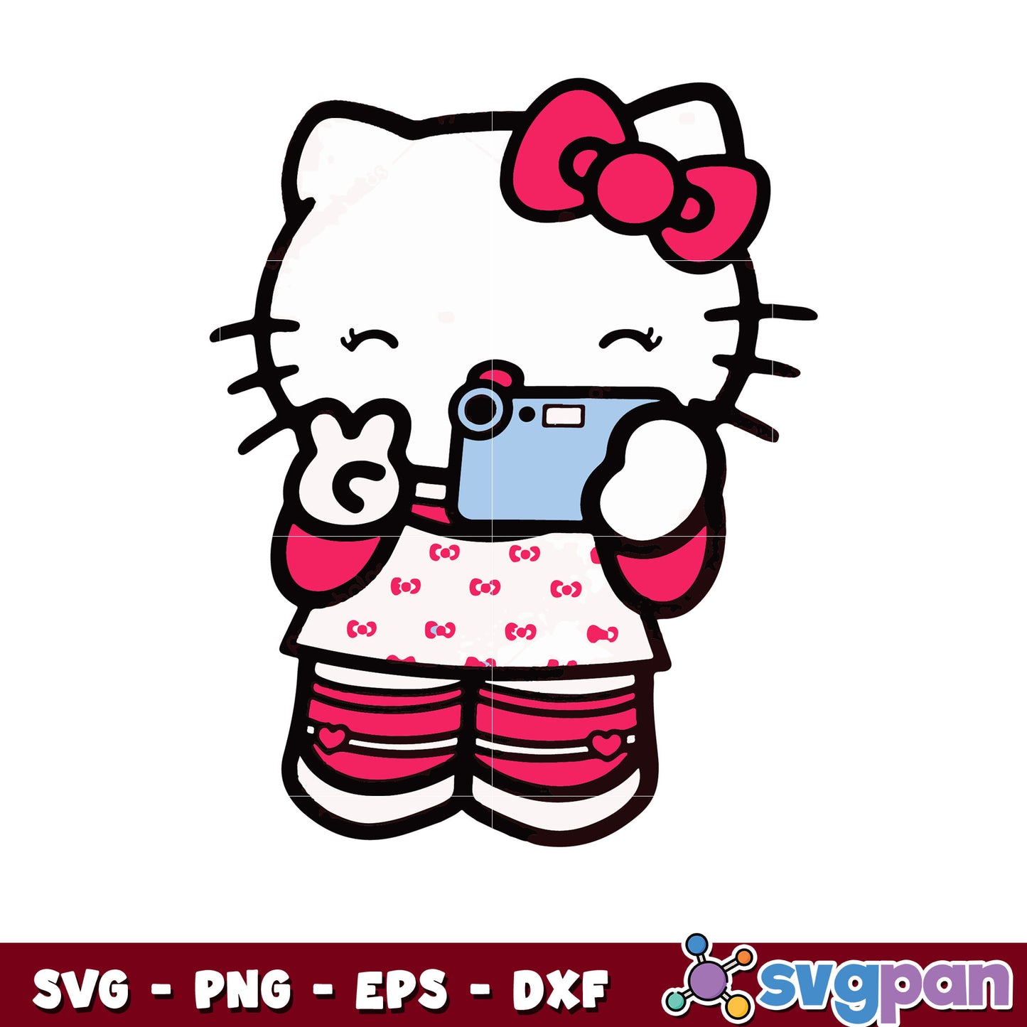 hello kitty selfie svg, hello kitty svg, sanrio cartoon svg