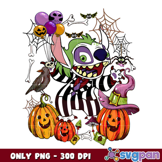 Stitch Beetlejuice png, Halloween png