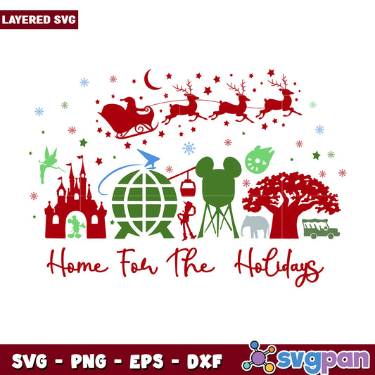 home for the  holidays svg, disney charatcers svg, grinch movie​ svg