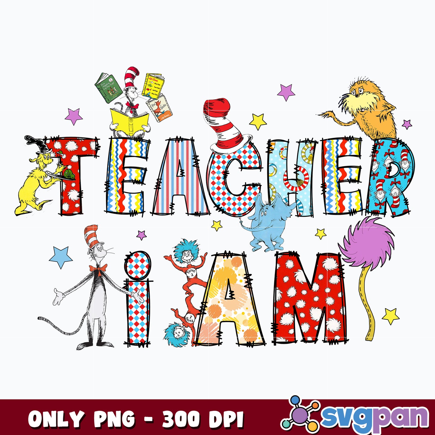 Dr Seuss i am teacher Png