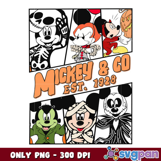 Funny Mickey & Co 1928 Png, Cute Mickey And Friends png