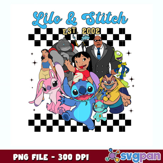 lili and stitch est 2002 design png, lilo and stitch the movie png, disney png