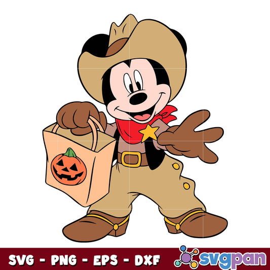 Mickey Cowboy svg, Mickey Mouse and Pumpkin svg