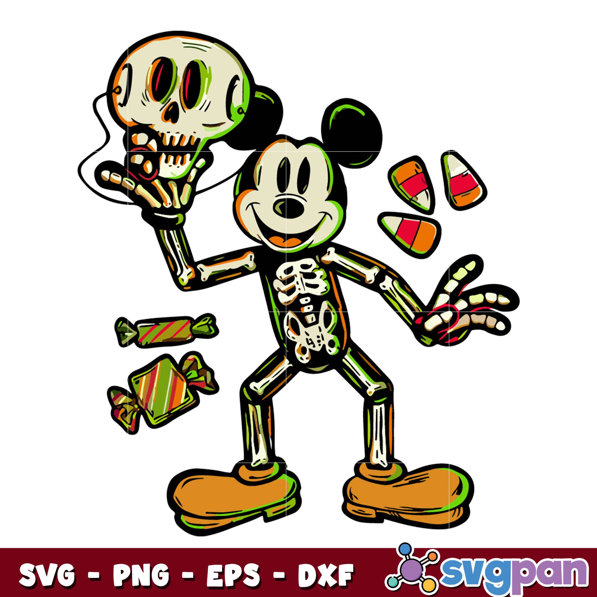 Disney 100 Year Mickey Mouse Skeleton svg