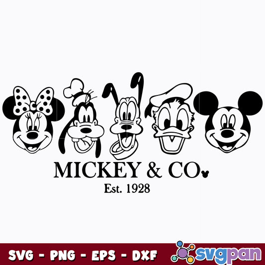 Cartoon Characters Mickey And Company Est 1928  svg