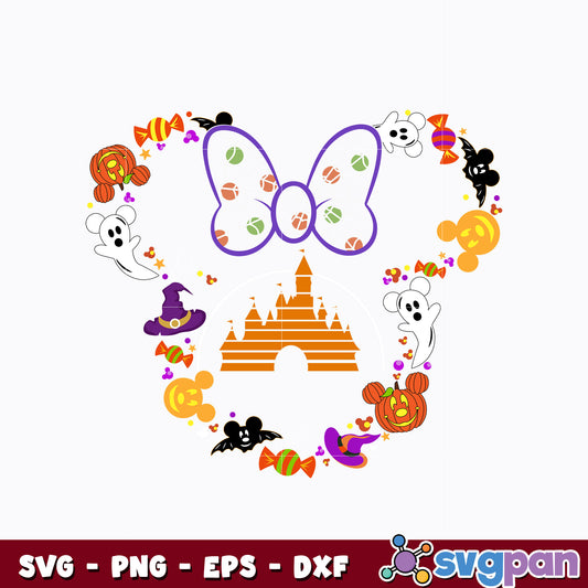 Disney Castle Halloween Svg, Minnie Halloween Svg