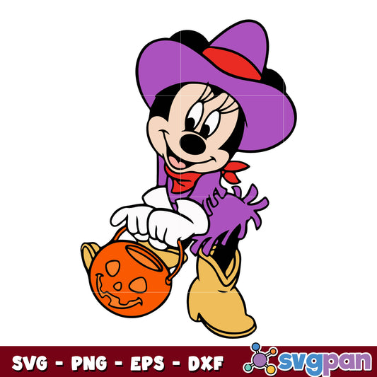 Minnie Mouse in Halloween Costume Svg