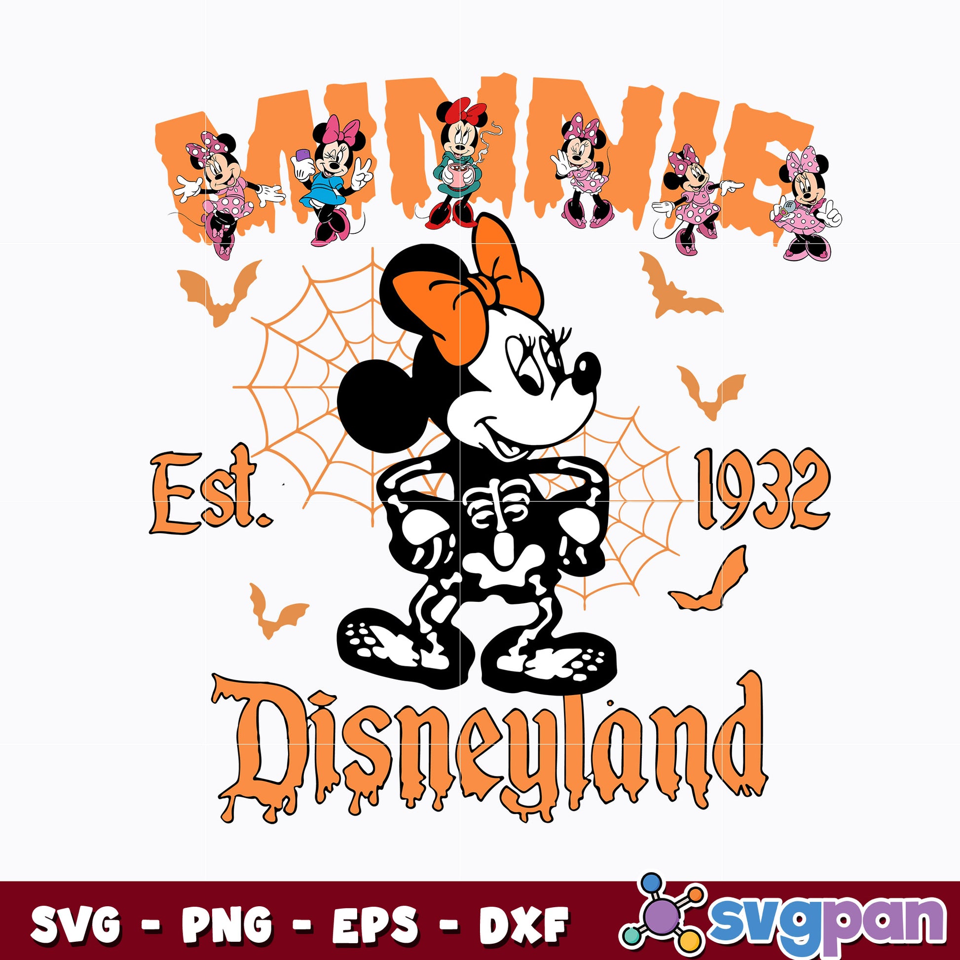 Minnie Est 1932 svg, Disney Pumpkin Halloween  svg