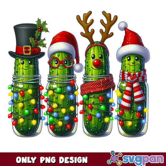 Christmas Pickle Jar PNG, Funny Pickle Christmas Lights PNG, Holiday PNG