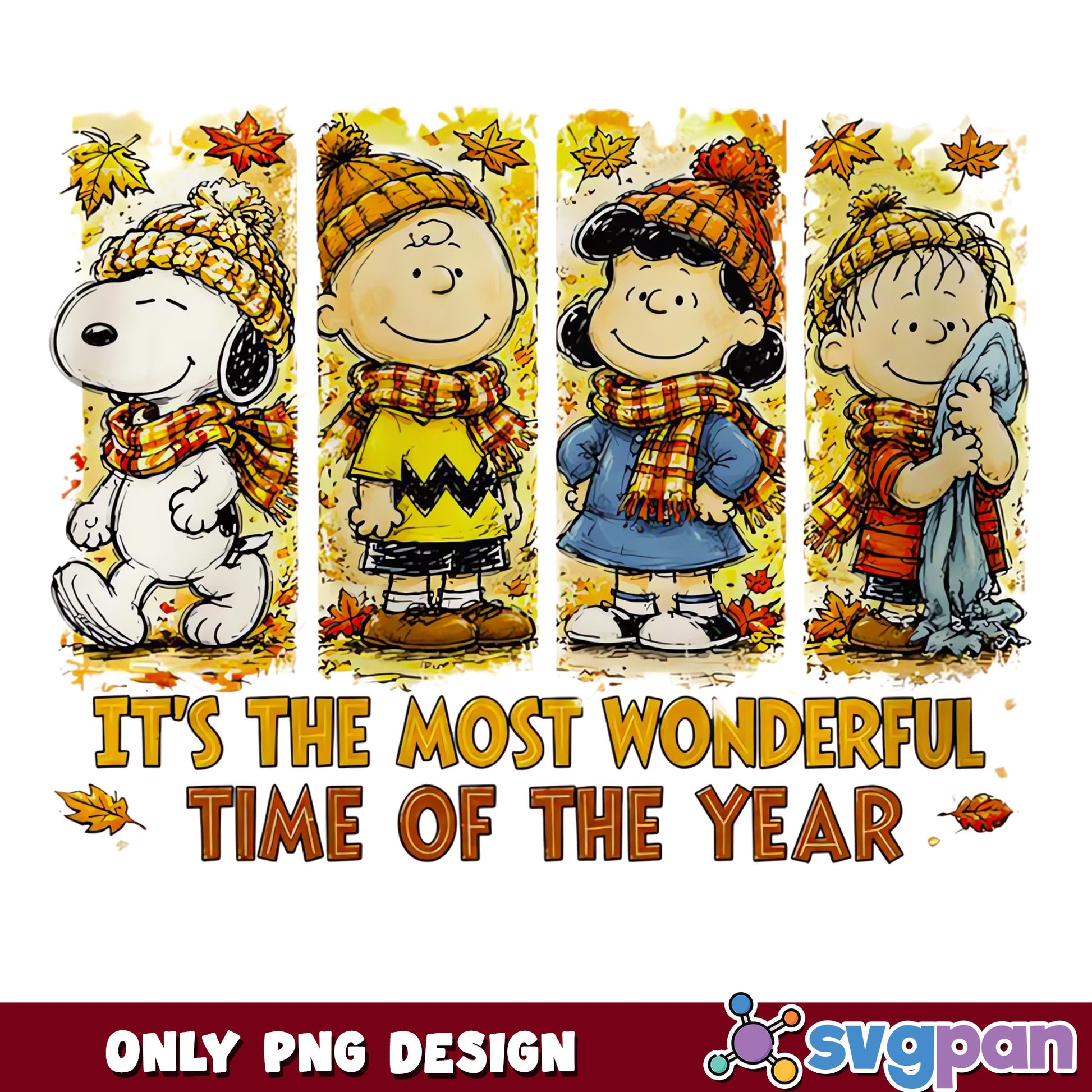 Peanuts Fall Season PNG, Snoopy Autumn Wonderful Time, Charlie Brown PNG