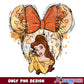 Belle Minnie Ears Watercolor Splash PNG, Belle PNG, Polka Dot Bow PNG