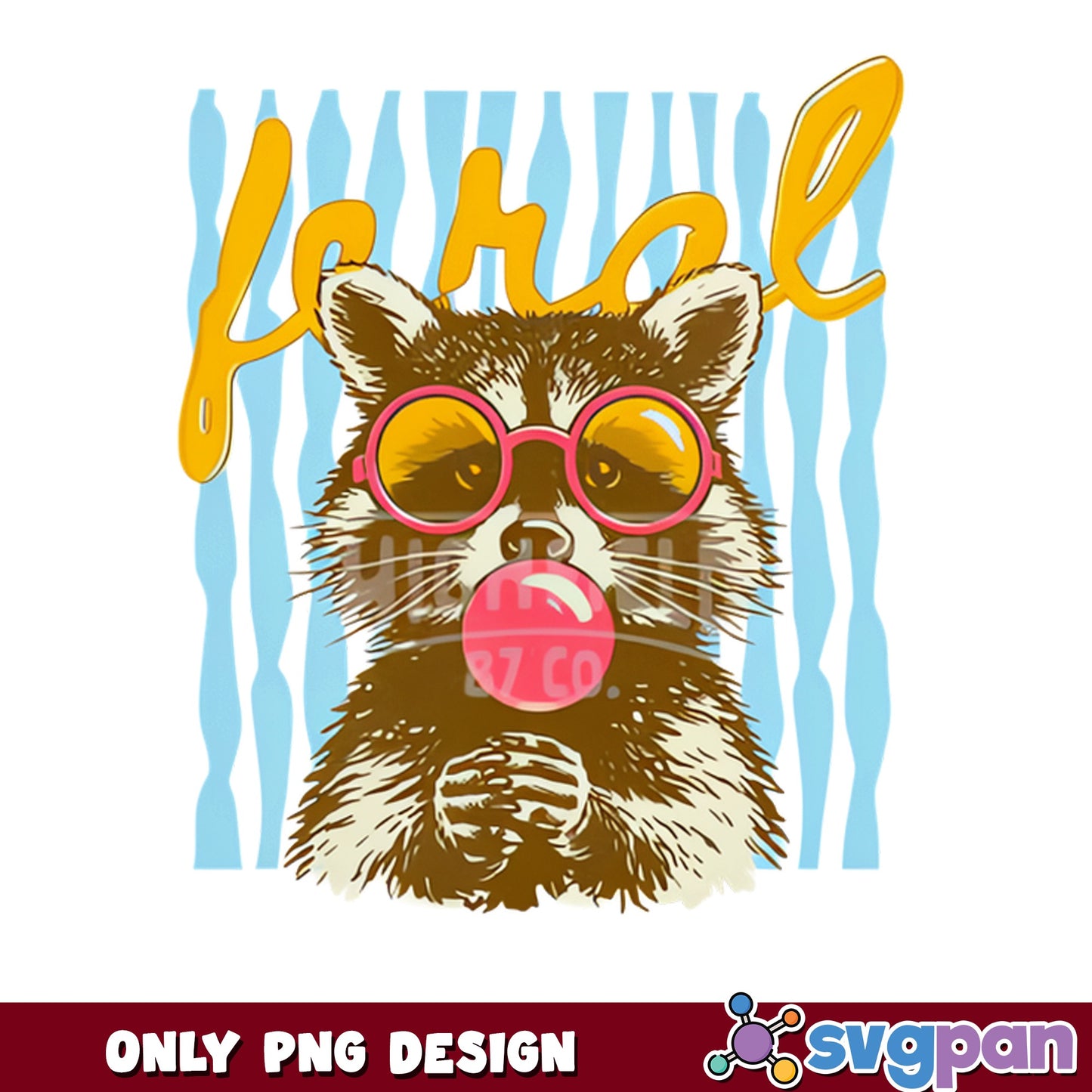Feral Raccoon Bubblegum PNG, Funny Raccoon Sublimation, Raccoon PNG