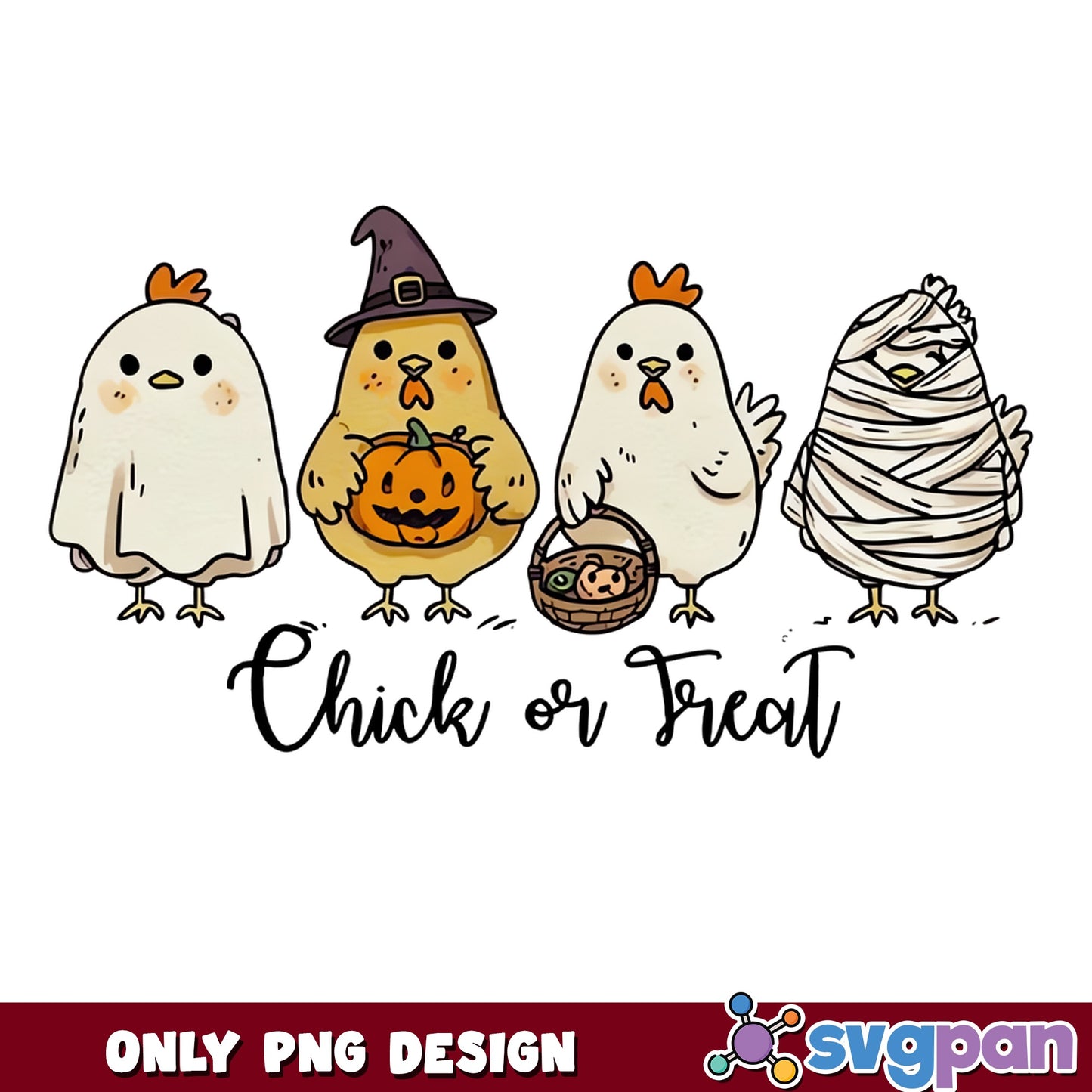 Chick Or Treat Halloween PNG, Funny Chicken Halloween PNG, Fall PNG