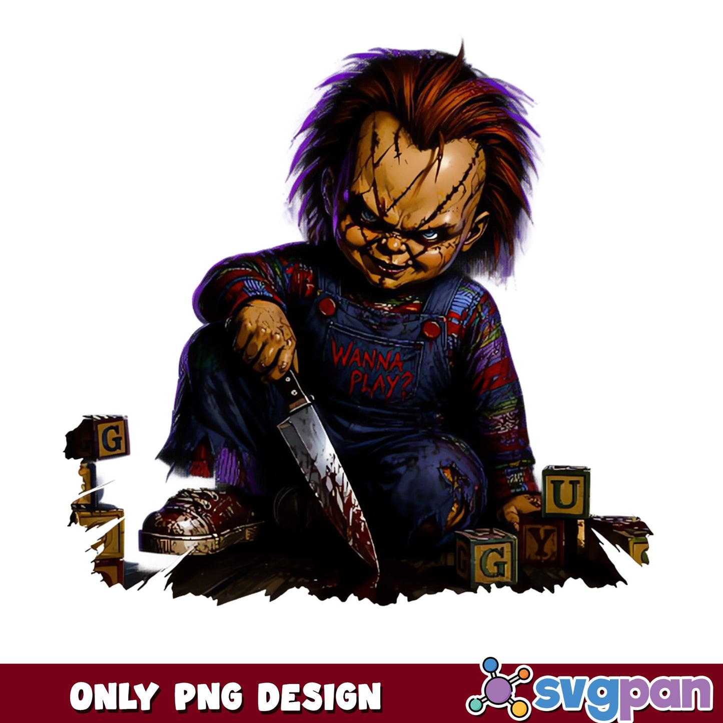 Chucky Wanna Play Horror PNG, Child's Play PNG, Halloween PNG
