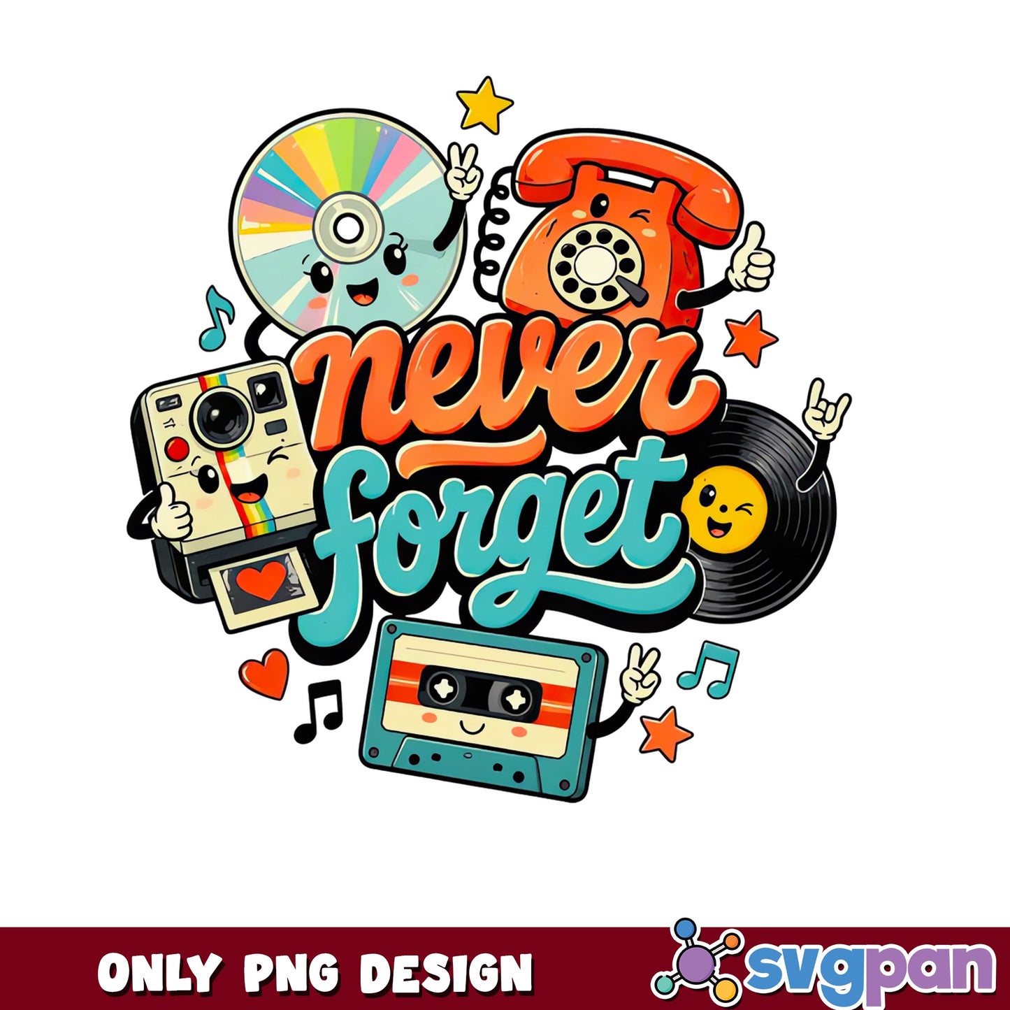 Never Forget Retro PNG, Vintage Cassette Tape PNG, 90s Nostalgia PNG