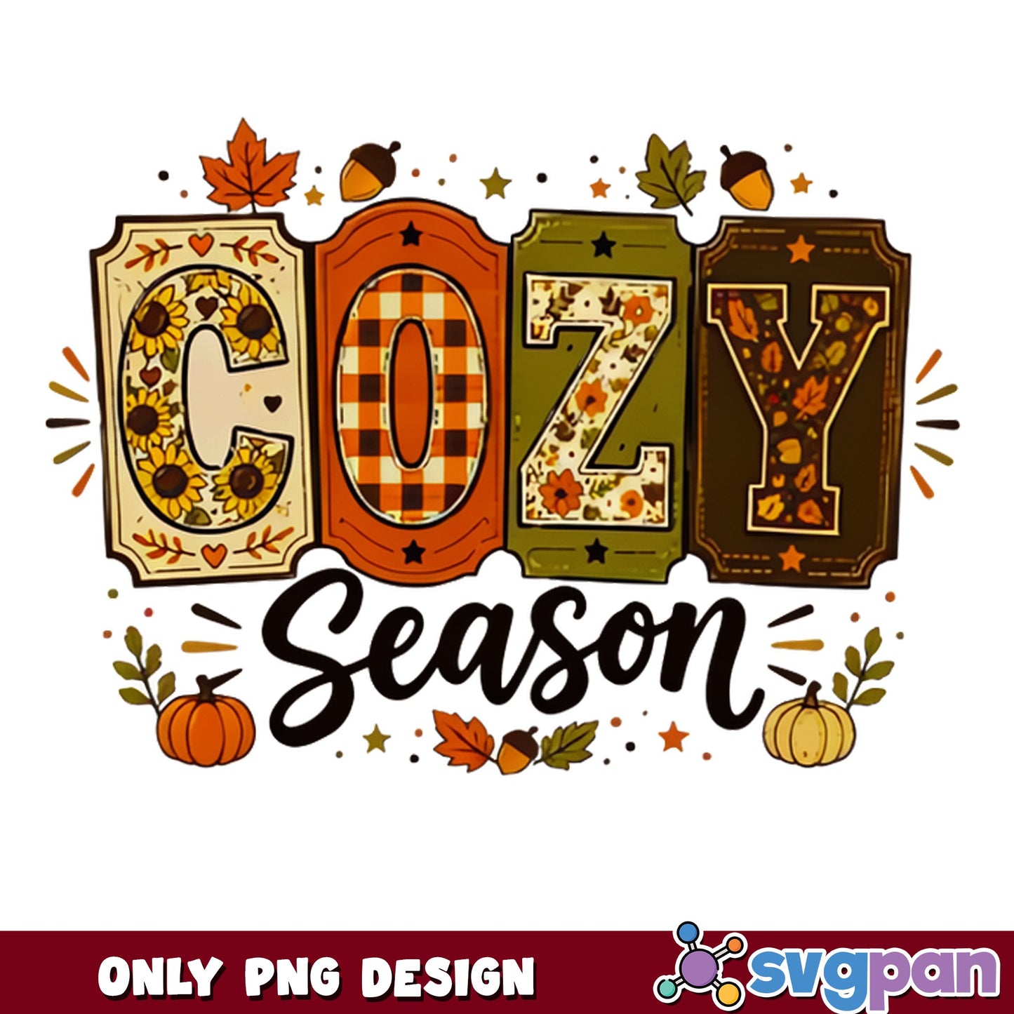 Cozy Season Fall PNG, Autumn Pumpkin PNG, Thanksgiving PNG
