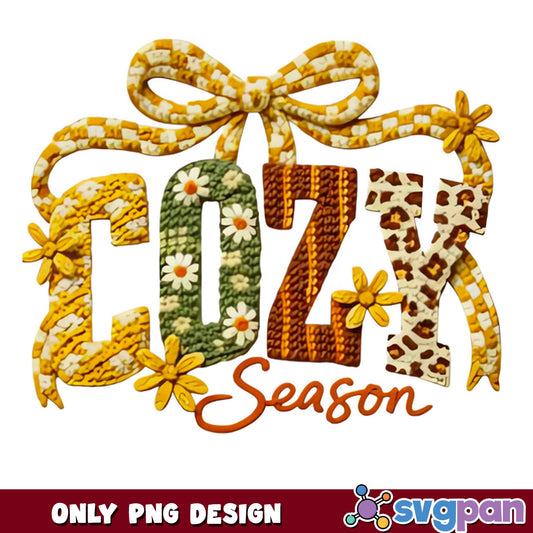 Cozy Season PNG, Fall Autumn Coquette Bow PNG, Leopard PNG
