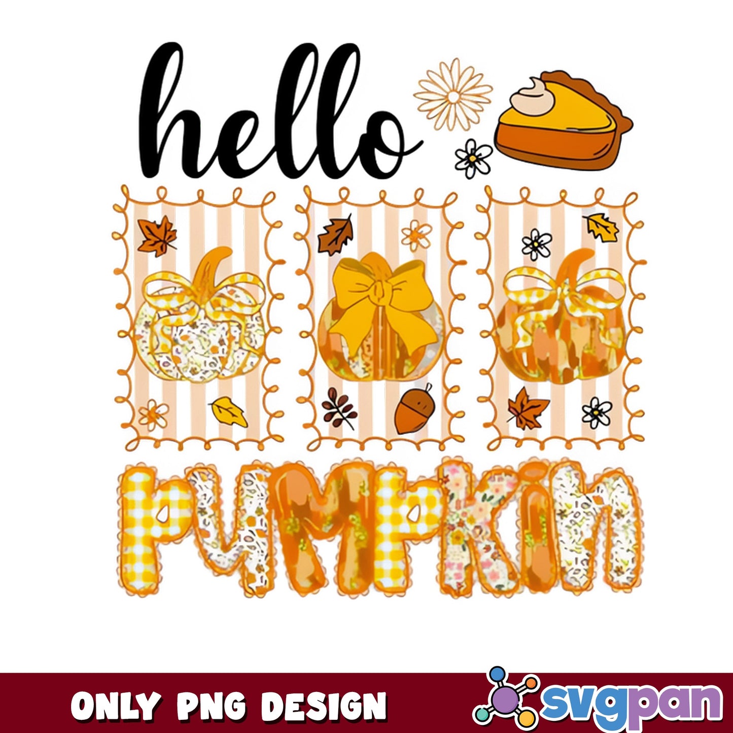 Hello Pumpkin Fall PNG, Autumn Pumpkin PNG, Thanksgiving PNG