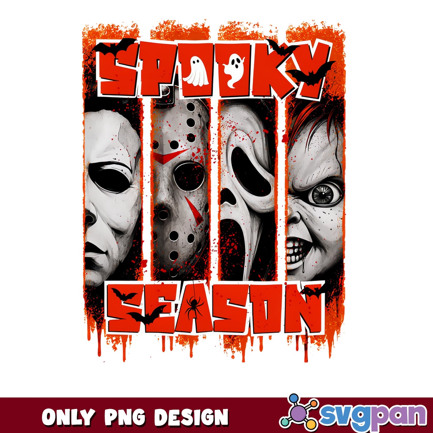 Spooky Season Horror Characters PNG, Halloween PNG, Horror Movie PNG