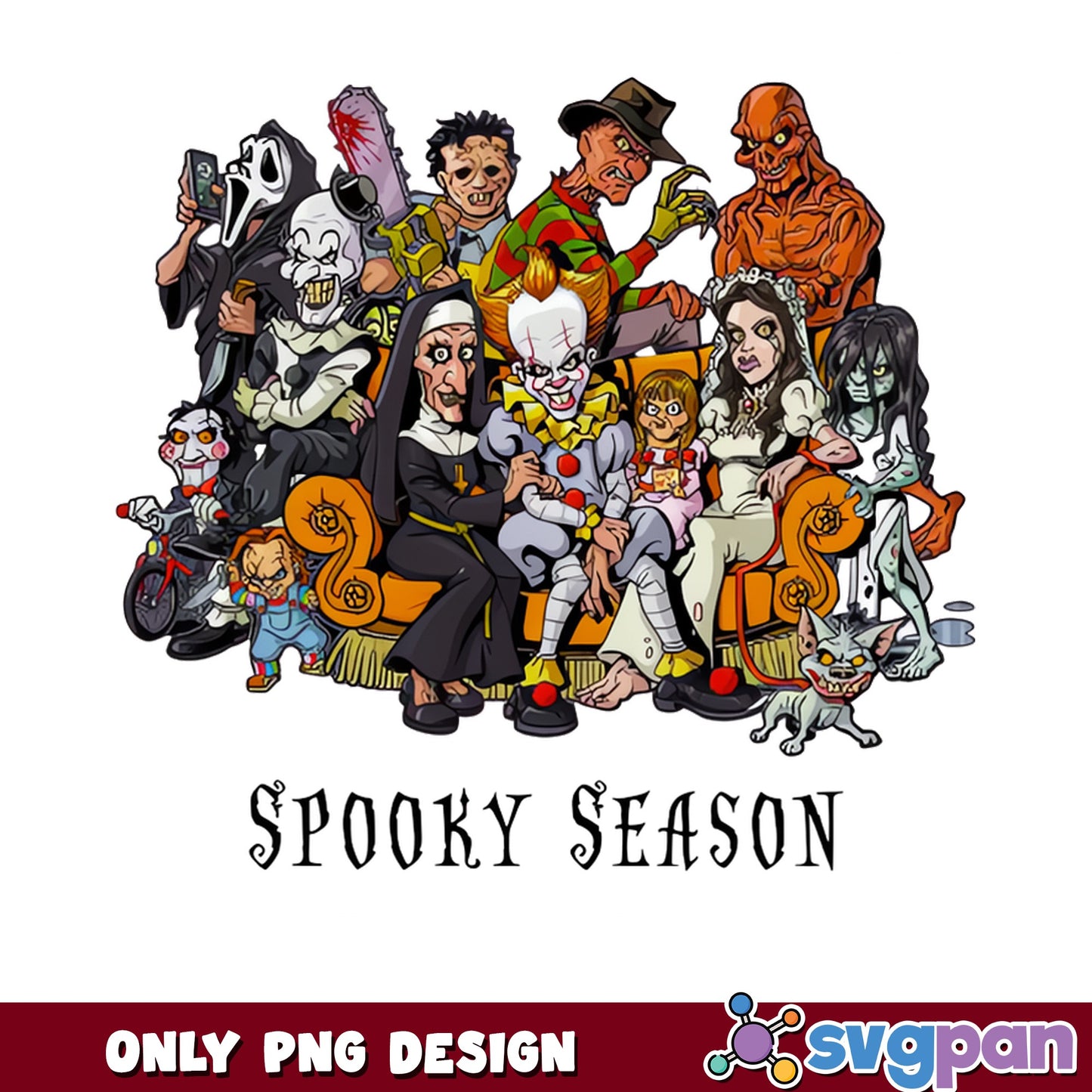 Spooky Season Horror Characters PNG, Halloween PNG, Horror Movie PNG