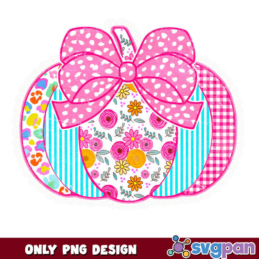 Coquette Pumpkin Floral Bow PNG, Pink Pumpkin PNG, Fall PNG