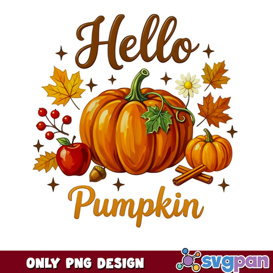 Hello Pumpkin Fall PNG, Autumn Pumpkin PNG, Thanksgiving PNG