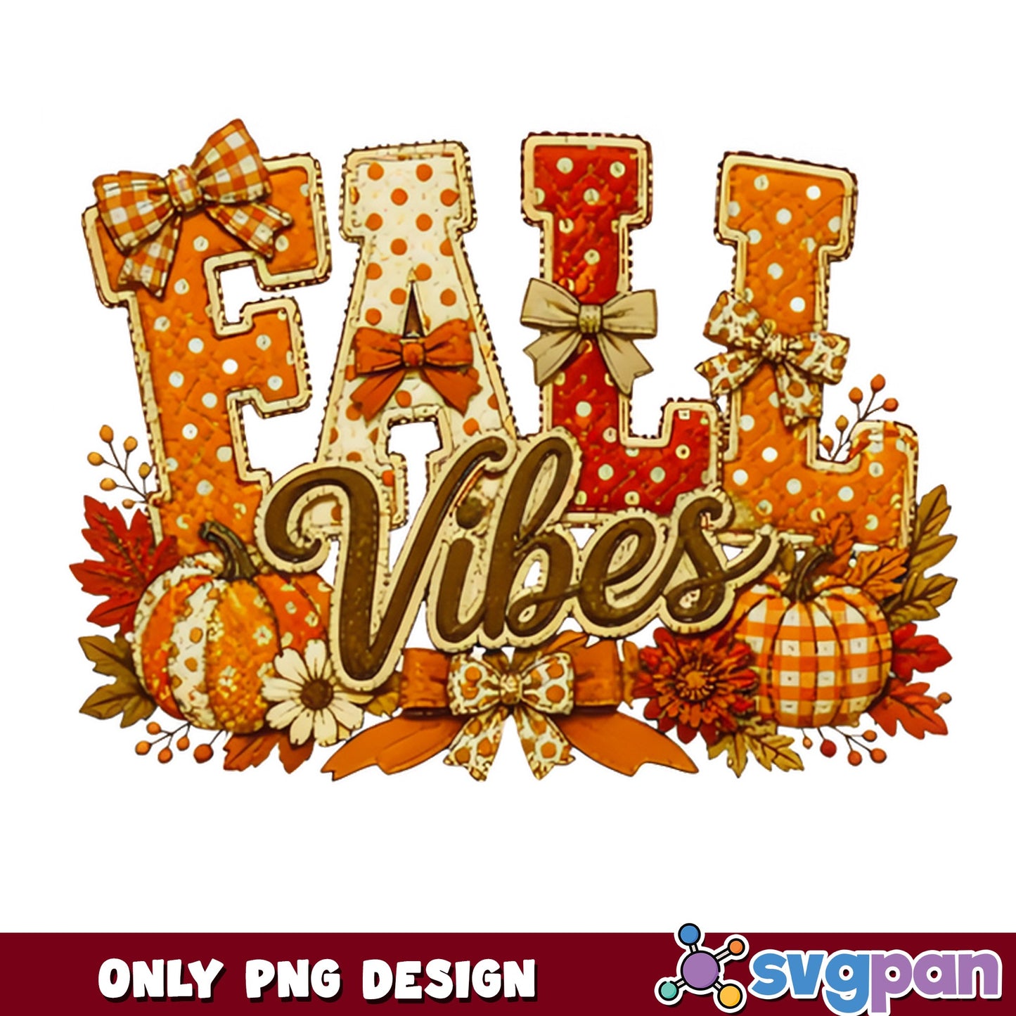 Fall Vibes PNG, Autumn Pumpkin Design, Fall Season PNG