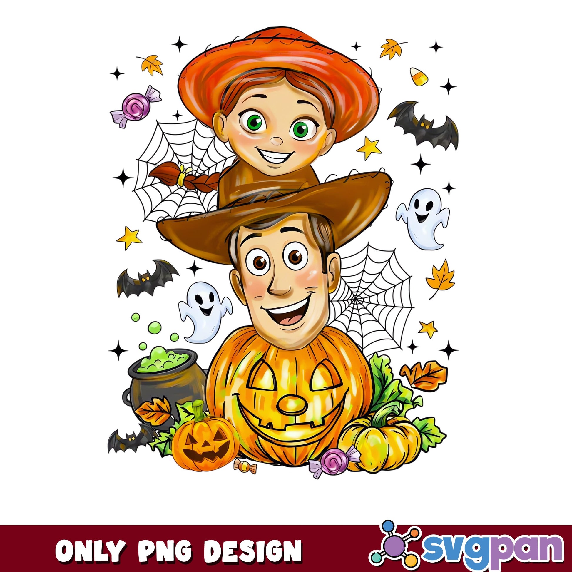 Woody Jessie Toy Story Halloween Pumpkin Ghost PNG, Disney, PNG