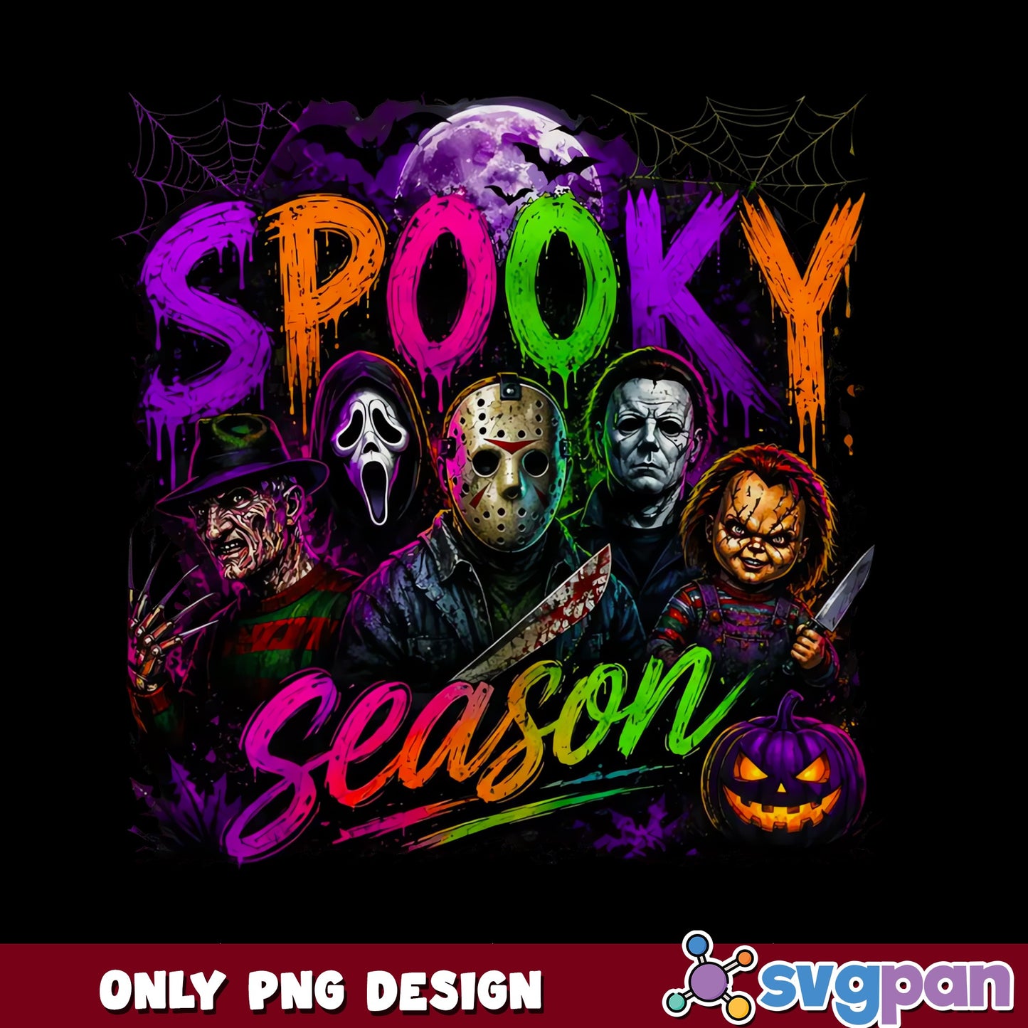 Spooky Season Horror Characters PNG, Halloween PNG, Horror Movie PNG