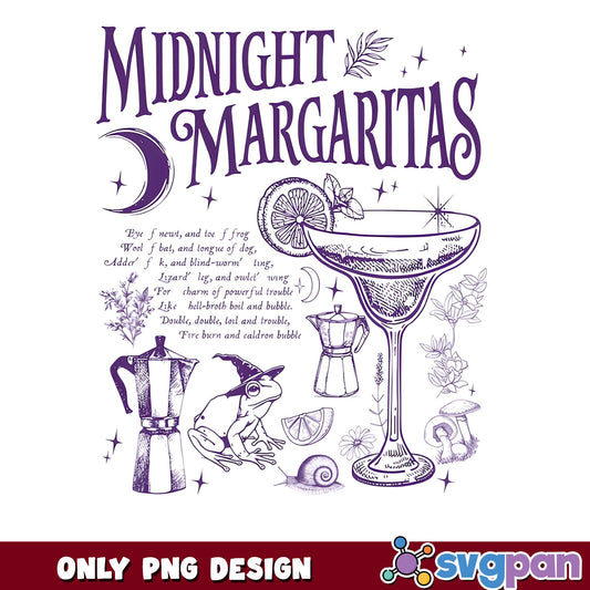 Midnight Margaritas Witch PNG, Halloween Cocktail PNG, Witchy PNG