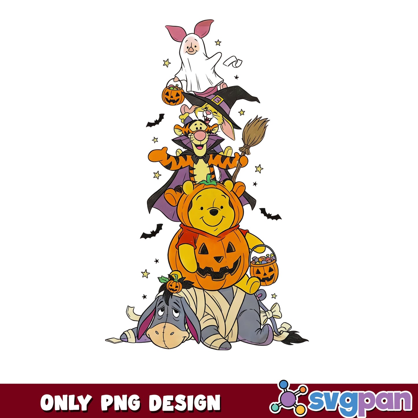 Winnie The Pooh Halloween PNG, Disney Halloween PNG, Pooh Friends PNG