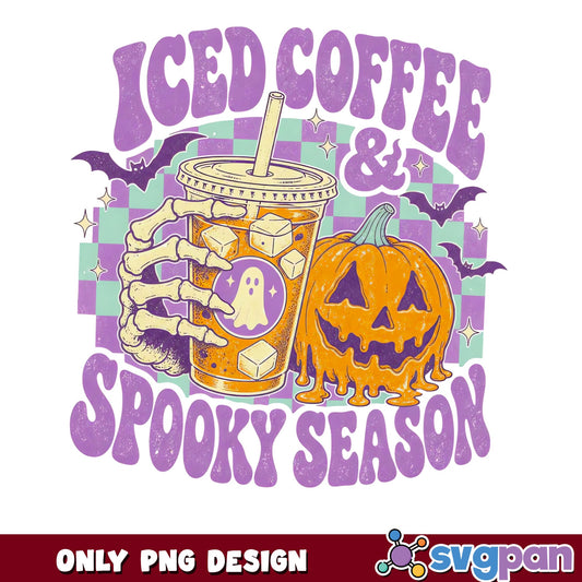 Iced Coffee And Spooky Season PNG, Halloween PNG, Pumpkin PNG