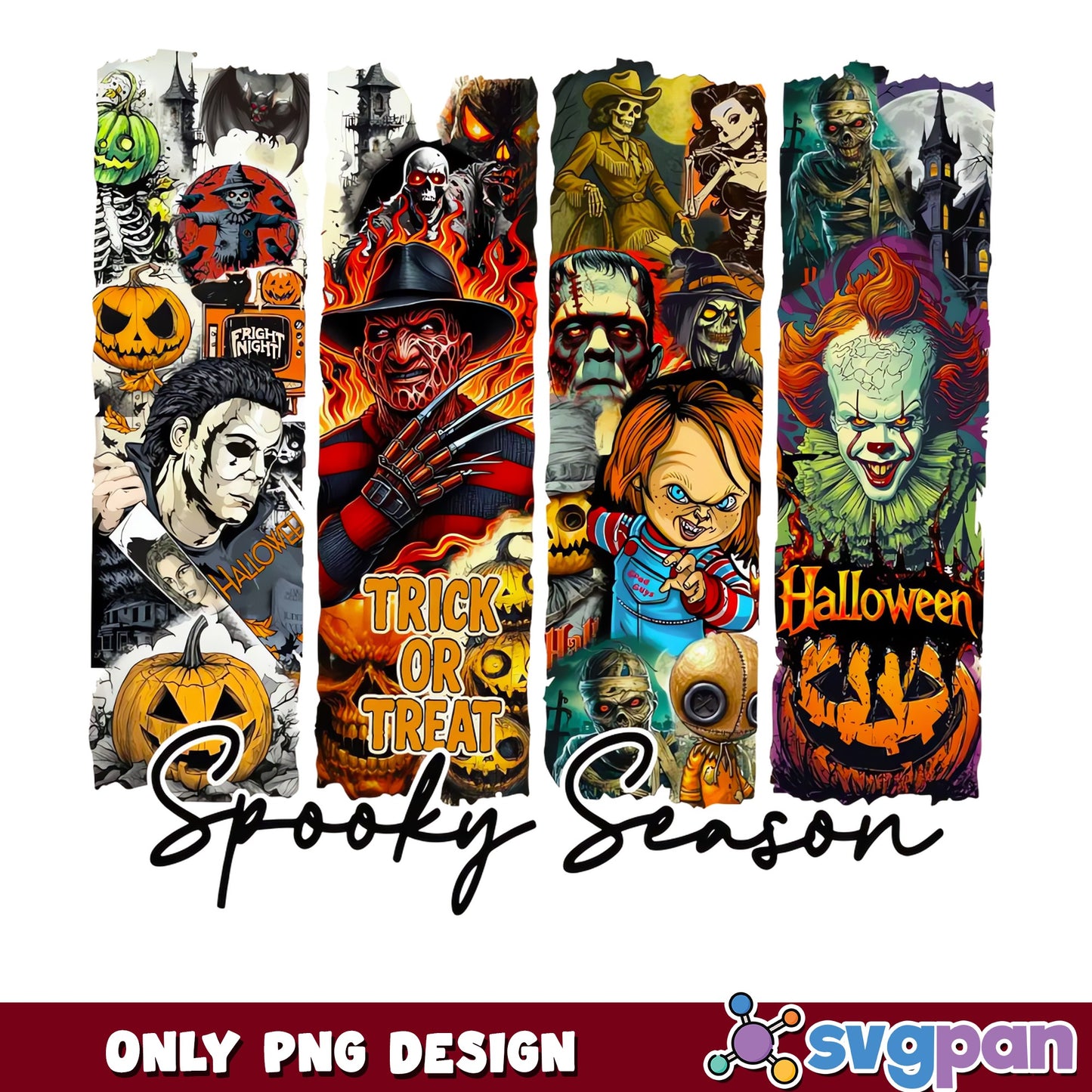 Horror Characters Spooky Season PNG, Halloween PNG, Trick Or Treat PNG
