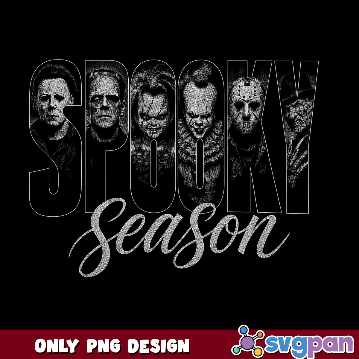 Spooky Season Horror Characters PNG, Halloween PNG, Horror Movie PNG